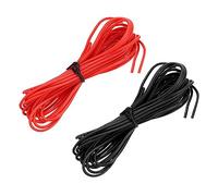 sourcing map Cable de Silicona Calibre 24, 2 Alambres Eléctrico Trenzado 24 AWG, Alambre de Cobre Estañado Flexible, Cable de Conexión de Alta Temperatura Negro y Rojo 3,0 m para Modelo Auto