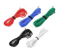 sourcing map Cable de Silicona Calibre 28, 5 Cables Eléctrico 28 AWG, Alambre Trenzado de Cobre Estañado Flexible, Cable Conexión Alta Temperatura, 5 Color 1,5 m para Modelo de Auto