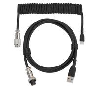 sourcing map Cable de teclado en espiral de 10 pies, cable de aviación desmontable tipo C a USB con trenzado duradero para teclado de juegos y teléfono celular, color negro