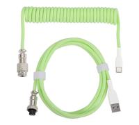 sourcing map Cable de teclado en espiral de 3 m, cable de aviación tipo C a USB con trenzado duradero para teclado de juegos y teléfono celular, color verde