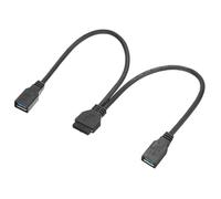 sourcing map Cable Divisor de Puerto Dual Hembra USB 3.0 a Hembra de 20 Pines para Placa Base, Cable de 310 mm