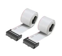 sourcing map Cable Plano IDC De 16 Pines Flexible Cinta Gris 60cm De Cable De Puente De Paso De 2,54 mm,2Pcs