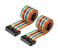 sourcing map Cable Plano Idc De 16 Pines Flexible Multicolor Cinta Arco Iris Cable Puente 48cm De Paso 2,54mm,2Pcs
