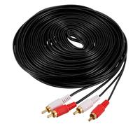 sourcing map Cable RCA de 15 m, 2RCA macho a 2RCA macho, cable de altavoz de audio y vídeo para amplificador de subwoofer, cine en casa, DVD, TV