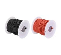 sourcing map Cable Silicona Calibre 18, 2 Cables Eléctrico Trenzado 18 AWG, Alambre de Cobre Estañado Flexible, Carrete de Alambre Conexión Alta Temperatura Negro y Rojo 15 m para Modelo Auto