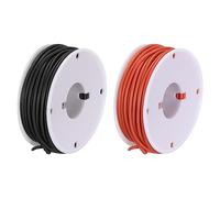sourcing map Cable Silicona Calibre 24, 2 Cables Eléctrico Trenzado 24 AWG, Alambre de Cobre Estañado Flexible, Carrete de Alambre Conexión Alta Temperatura Negro y Rojo 15 m para Modelo Auto