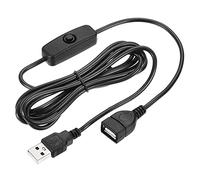 sourcing map Cable USB con Interruptor de Encendido/Apagado 501, Cable de Extensión USB Macho a Hembra 200cm para Lámpara LED de Escritorio Tira LED, Negro