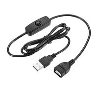 sourcing map Cable USB con Interruptor de Encendido/Apagado 501, Cable de Extensión USB Macho a Hembra 100cm para Lámpara LED de Escritorio Tira LED, Negro
