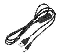 sourcing map Cable USB con interruptor de encendido/apagado 501, USB macho a CC 5.5 x 2.1 mm, cable de alimentación macho de 150 cm para cámara de disco duro caja negro