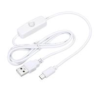 sourcing map Cable USB con Interruptor de Encendido/Apagado 501, USB Macho a Micro USB Macho, Cable de Alimentación 100cm para Equipo Digital Lámpara LED de Escritorio Tira LED, Blanco