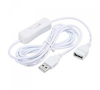 sourcing map Cable USB de Extensión con Interruptor ON/OFF de 2 Metros, Cable de Extensión USB Macho a Hembra para Lámpara de Escritorio Ventilador Tira de LED, Blanco 2uds