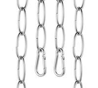 sourcing map Cadena colgante de iluminación de 3 pies, 2,8 mm, extensión de cadena colgante de metal con 2 ganchos de resorte para colgar plantas, lámpara de araña, color plateado claro