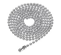 sourcing map Cadena de bolas de acero inoxidable 316L con cuentas redondas para collar de placa de perro con cierres de conectores para hombres y mujeres, 2.4x800mm, Acero inoxidable, Cadena de bolas