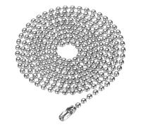 sourcing map Cadena de bolas de acero inoxidable 316L con cuentas redondas para collar de placa de perro con cierres de conectores para hombres y mujeres, joyería, pulseras, llavero, 3.0x700mm, Acero