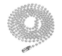 sourcing map Cadena de bolas de hierro, collar de cuentas redondas, cadenas con conectores y cierres para hombres y mujeres, joyería, pulseras, llavero, 25.6", Hierro, Cadena de bolas