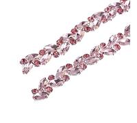 sourcing map Cadena de diamantes de imitación de cristal de 1 yarda, aplique de cadena de diamantes de imitación para manualidades, costura, ropa, decoración de bodas, fiestas, color rosa