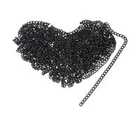 sourcing map Cadena de eslabones cubanos de 2,2 x 0,6 mm, cadena de eslabones cruzados trenzados para suministros de fabricación de joyas, color negro