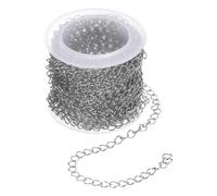 sourcing map Cadena de eslabones cubanos de 5 metros, cadena de eslabones cubanos de 5 x 4 x 0,6 mm, cadenas de eslabones trenzados para suministros de fabricación de joyas, color plateado