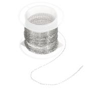 sourcing map Cadena de eslabones de acero inoxidable de 5 metros, cadena de eslabones cubanos de 1 mm, cadena de eslabones trenzados con clip de papel, cadenas de cable cruzado para suministros de