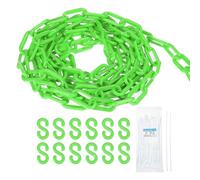 sourcing map Cadena de plástico de 15,5 m, cadena de seguridad de plástico verde, barrera de eslabones con bridas de cremallera y ganchos en S para decoración de valla de línea de cola de control de