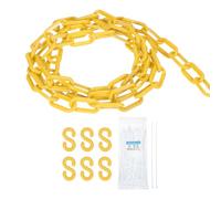 sourcing map Cadena de plástico de 9,2 m, cadena de seguridad, barrera de eslabones de plástico amarillo con bridas de cremallera y ganchos en S para decoración de valla de línea de cola de control de