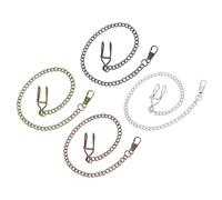 sourcing map Cadena de reloj de bolsillo, cadena de reloj de bolsillo vintage de aleación con cierres de langosta para hombre, chalecos, traje formal, Negro, plata, cobre, bronce