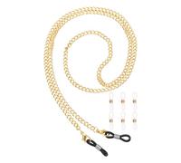 sourcing map Cadena para gafas, correa de metal para gafas, elegante cordón para máscara con extremos de cadena para mujer, dorado, 75 cm