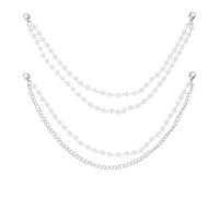 sourcing map Cadenas de zapatos de doble perla, cadena de abalorios de aleación de perlas, accesorios de zapatos para mujeres y hombres, regalos de cumpleaños, zuecos y jeans (plateado)