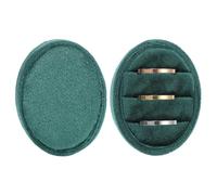 sourcing map Caja de anillo de 3 ranuras, soporte ovalado de terciopelo para anillos pequeños, organizador de regalos de joyería vintage para propuesta de compromiso, día de boda, color verde