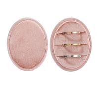 sourcing map Caja de anillo de 3 ranuras, soporte ovalado de terciopelo para anillos pequeños, organizador de regalos de joyería vintage para propuesta de compromiso, día de boda, rosa claro