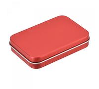 sourcing map Caja de hojalata de metal, 3.43" x 2.36" x 0.71" Contenedores de almacenamiento de hojalata vacíos rectangulares con tapas, rojo
