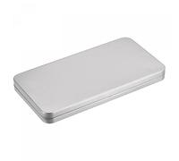 sourcing map Caja de hojalata de metal, 6.69" x 3.54" x 0.59" Contenedores de almacenamiento de hojalata vacíos rectangulares con tapas, tono plateado