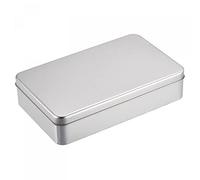 sourcing map Caja de hojalata de metal, 7.09" x 4.33" x 1.57" Contenedores de hojalata vacíos rectangulares con tapas, tono plateado, para organizador del hogar