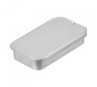 sourcing map Caja de lata de metal, 8 recipientes de almacenamiento de hojalata vacíos rectangulares de 2.36" x 1.18" x 0.43" con tapas deslizantes, tono plateado