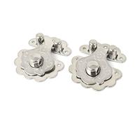 sourcing map Caja de madera de estilo antiguo de la caja de cerrojo pestillo de cierre metálico y el tono de plata juego de 2