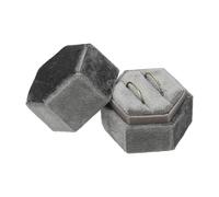 sourcing map Caja de terciopelo para anillos, 2 ranuras, hexagonal, para anillos de boda, caja de regalo para boda, ceremonia, propuesta de compromiso, color gris oscuro