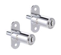 sourcing map Cajón Escritorio Armario Guardaropa Empuje Émbolo Bloqueo, 3/4" Cilindro Diámetro 1-1/2" Cilindro Longitud, Zinc Aleación Cromado Acabado, Llaves Diferentes 2uds