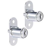 sourcing map Cajón Escritorio Armario Guardaropa Empuje Émbolo Bloqueo, 3/4" Cilindro Diámetro 7/8" Cilindro Longitud, Zinc Aleación Cromado Acabado, Llaves Iguales 2uds