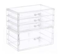 sourcing map Cajones de almacenamiento apilables, organizadores de maquillaje de acrílico transparente para tocador, baño, armario, escritorio, organización, multicolor, 4 capas