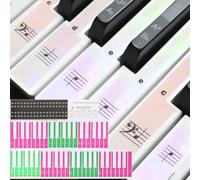 sourcing map Calcomanías para teclado de piano para 88/61/54 teclas, calcomanía de letra para teclas de piano, guía de notas extraíble para principiantes, rosa y verde