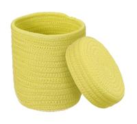 sourcing map Canasta de almacenamiento tejida de cuerda de algodón pequeña, color amarillo, para almacenamiento, armario, cestas tejidas de regalo, bonita caja de guardería, contenedor de organización