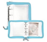 sourcing map Carpeta de tarjetas fotográficas A7, libro transparente para tarjetas de fotos Kpop, álbum de fotos coreano Kpop con 26 piezas interiores (52 ranuras para tarjetas), color azul claro