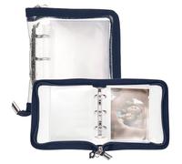 sourcing map Carpeta de tarjetas fotográficas A7, libro transparente para tarjetas de fotos Kpop, álbum de fotos coreano Kpop con 26 piezas interiores (52 ranuras para tarjetas), azul oscuro