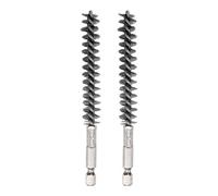 sourcing map Cepillos de Alambre de Limpieza con Mango, Cepillo de Acero Inoxidable 12mm Diámetro, Vástago Hexagonal de 1/4 de Pulgada, para Tubos, Puertos, Rodamientos, 2 Piezas