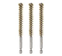 sourcing map Cepillos de Alambre de Limpieza con Mango, Cepillo de Latón 10mm de Diámetro, Vástago Hexagonal de 1/4 de Pulgada, para Tubos, Puertos, Rodamientos, 3 Piezas