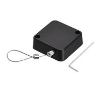 sourcing map Cerradura de Cable Retráctil Redonda con Autoadhesivo Negro | Bloqueo de Seguridad de Control Remoto, Cuerda Antipérdida 2m, Bloqueo de Cable de Hardware, Fuerza de Tracción 200g