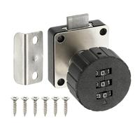 sourcing map Cerradura de combinación de 3/4 pulgadas, cerradura de gabinete codificada con contraseña, 3 dígitos, sin llave, para armario, escritorio, cajón, buzón, color negro