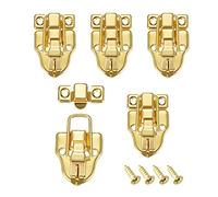 sourcing map Cerradura de la caja 62mm x 40mm de estilo retro decorativas de Oro Joyería Cierre del Agarre de Caja w tornillos 5 pcs