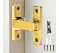 sourcing map Cerradura de puerta de granero, cerradura de puerta abatible de 90/180 grados, aleación de aluminio, pestillo de seguridad deslizante con tornillos y pegamento para armarios de jardín