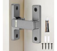 sourcing map Cerradura de puerta de granero, cerradura de puerta abatible de 90/180 grados, aleación de aluminio, pestillo de seguridad deslizante con tornillos y pegamento para armarios de jardín